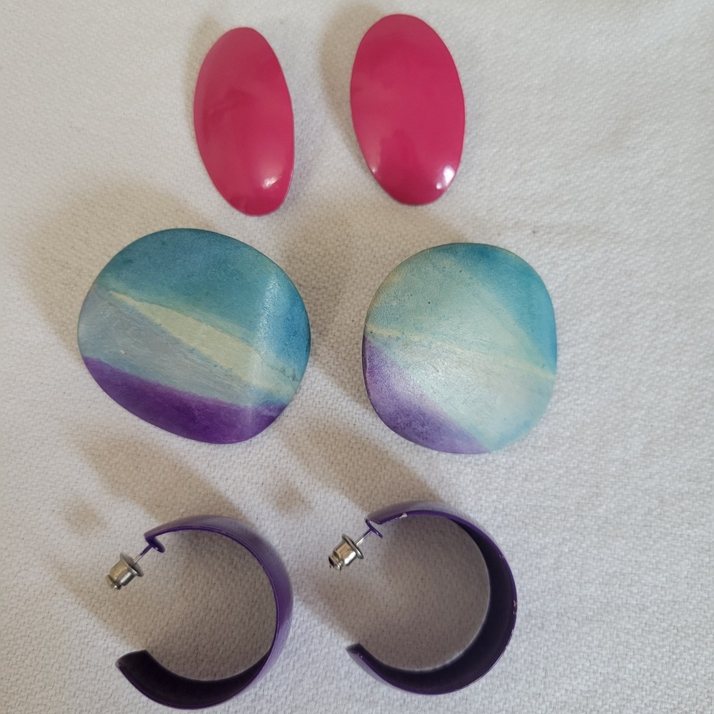 Lot of 3 Pair Retro 80's‎ 90's Post Earrings